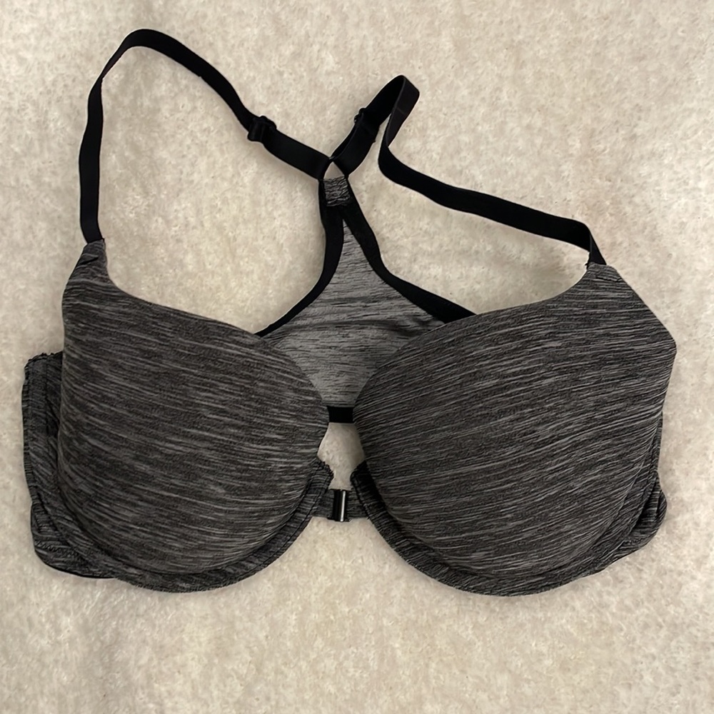 🌟3/$15 Dark grey and black racer back, front closure bra
